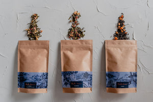 A bundle of three signature looseleaf tea blends from The Tea Nomad, in a convenience refill pouch format. 