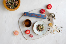 Load image into Gallery viewer, Shanghai tea blend by The Tea Nomad- a floral, white tea featuring chrysanthemum and osmanthus flowers, pink rose petals and a touch of lychee. 