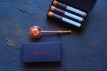 Load image into Gallery viewer, Tea Gift Set and Tea Infuser - a boxed trio of handblended, loose leaf teas and a copper tea infuser by The Tea Nomad